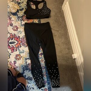 Black with Silver Loops Soul Cycle Leggings Set